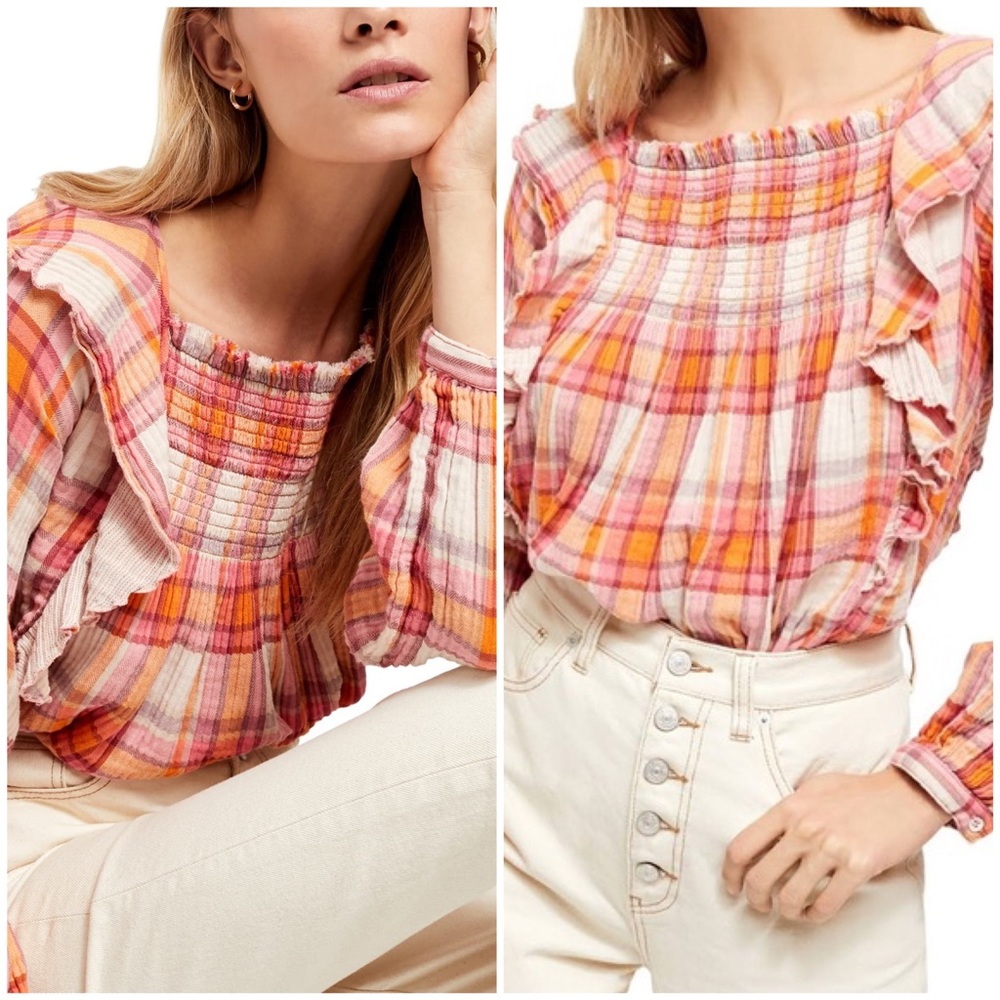 Free People Sienna Plaid Pullover Top